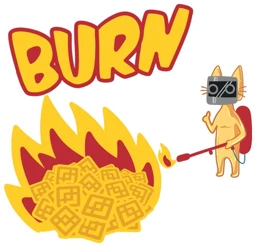Cets torching a pile of gold with a flamethrower